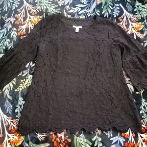 Isaac Mizrahi Lace Top with Bell Sleeves